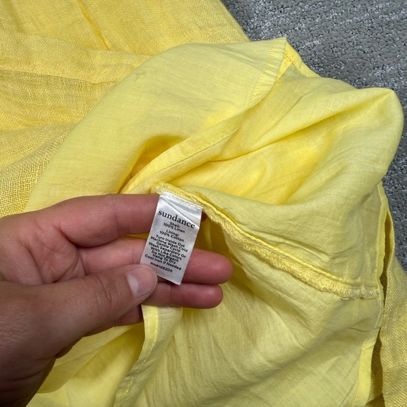 Sundance Yellow V-Neck 100% Linen Guazy Boho Sundress Womens Size XS - Picture 4 of 6